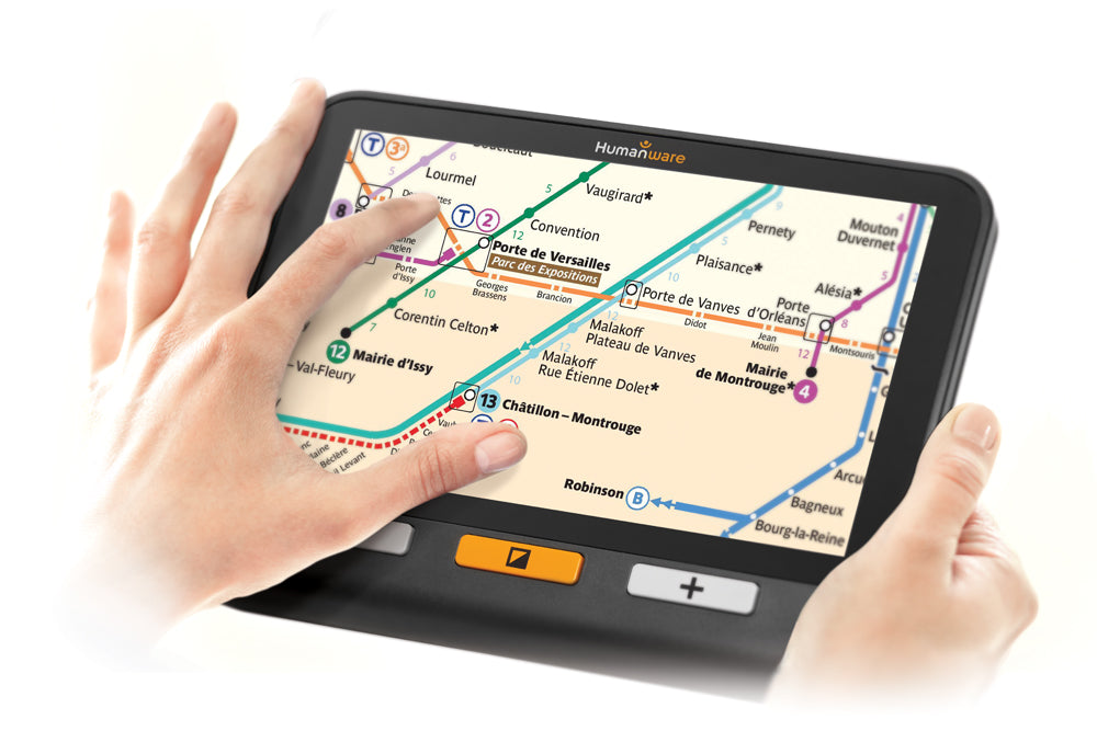 Das 8 Zoll-Display der elektronischen Lupe explore 8 von Humanware; VisiAid - Sehhilfen.