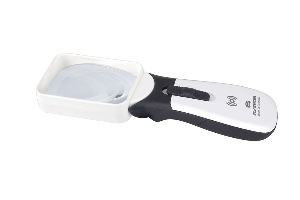 Mobile Leuchtlupe ERGO-Lux i mobil 10D 75x50 mm gerade von SCHWEIZER Optik; VisiAid - Sehhilfen.