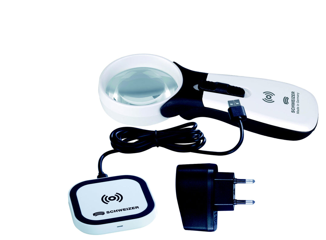 Mobile Leuchtlupe ERGO-Lux i mobil 20 D 55 mm, Komplett-Set von SCHWEIZER Optik; VisiAid - Sehhilfen.