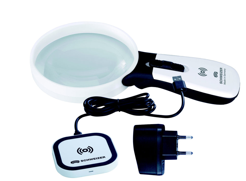 Mobile Leuchtlupe ERGO-Lux i mobil 6D 100mm Komplett-Set von SCHWEIZER Optik; VisiAid - Sehhilfen.