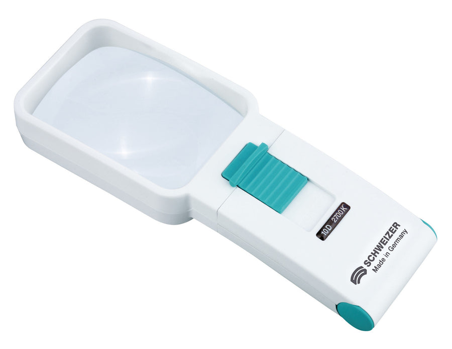 Mobile Leuchtlupe Ökolux plus mobil 10 D 75x50 mm von SCHWEIZER Optik; VisiAid - Sehhilfen.