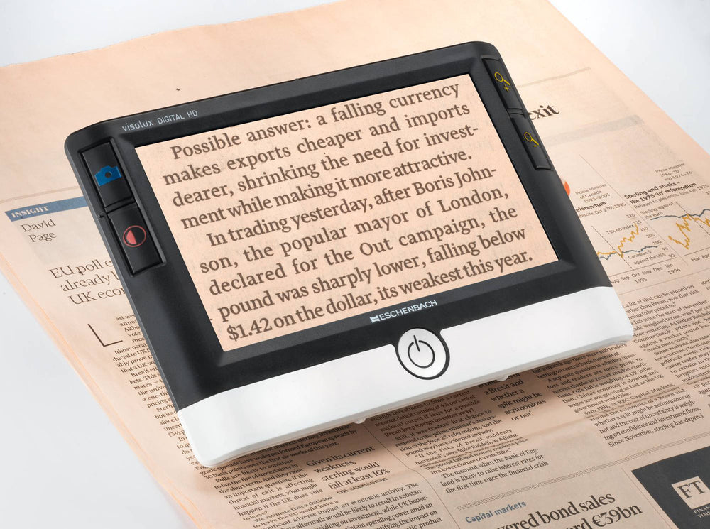Elektronische Lupe visolux Digital HD von ESCHENBACH : Angenehme Lesehaltung durch ergonomischen Betrachtungswinkel; VisiAid - Sehhilfen.